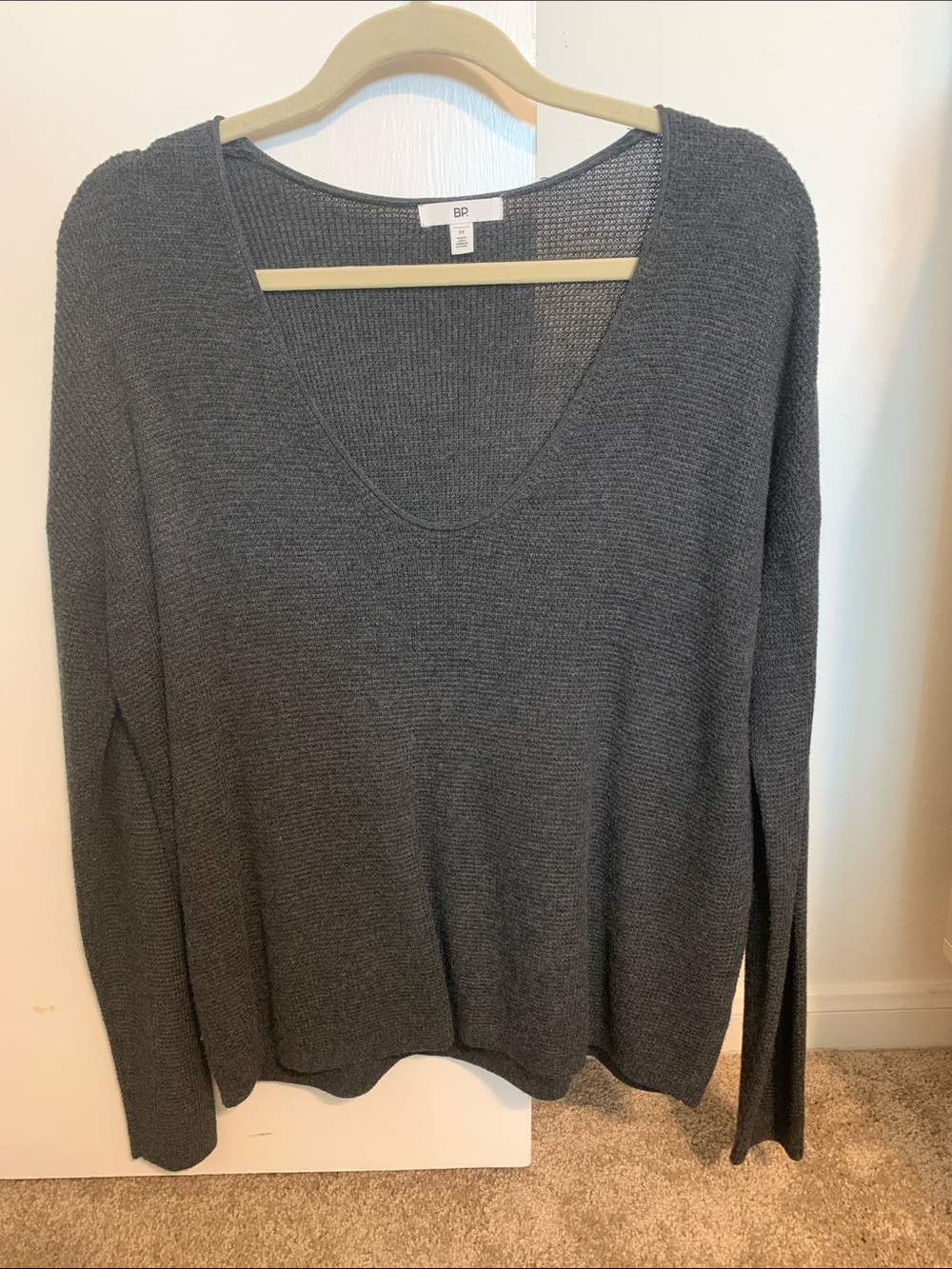 bp Charcoal Gray V-Neck Lightweight Sweater